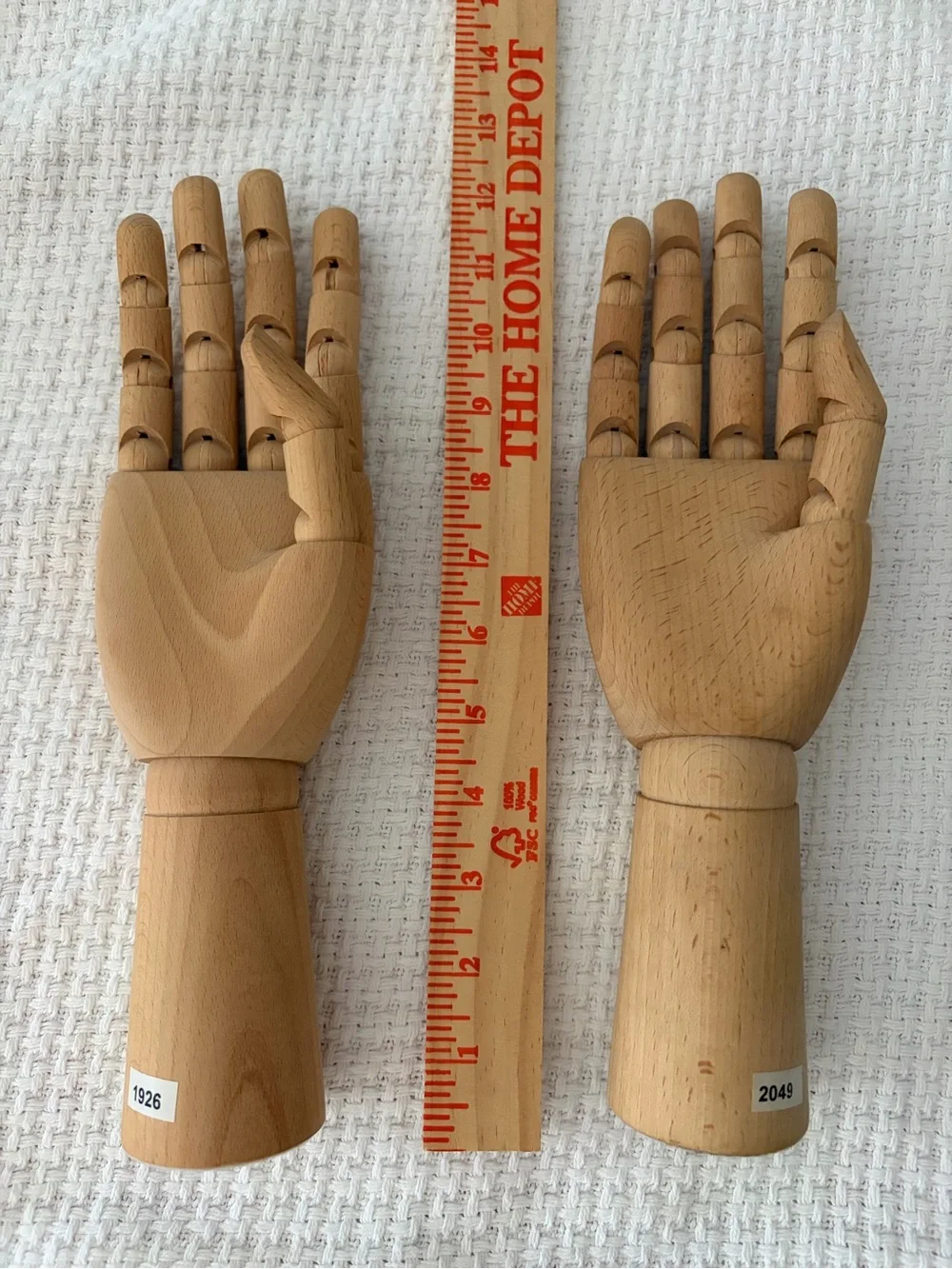 Set of 2 Wooden Articulated IKEA Hand Display - Natural Wood HANDSKALAD
